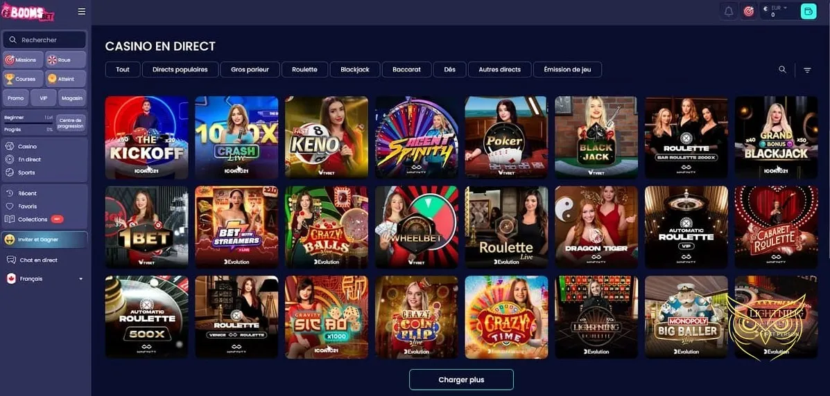 Icône de la section Casino en direct Boomsbet Casino