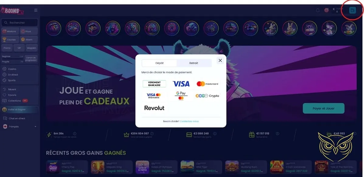 Icône de la section paris sportifs Boomsbet Casino