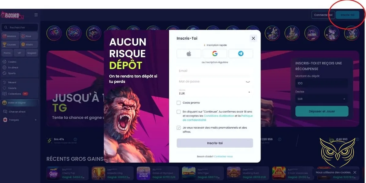 Icône de la page promotions Boomsbet Casino