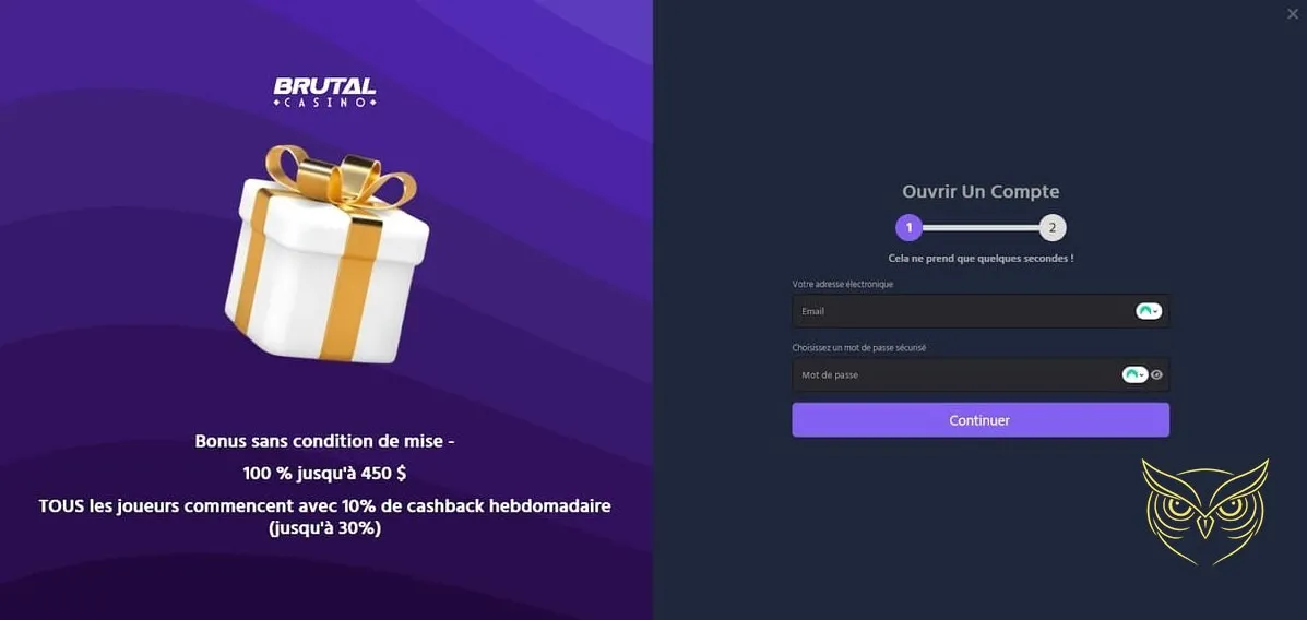 Section jeux avec croupier en direct Brutal Casino