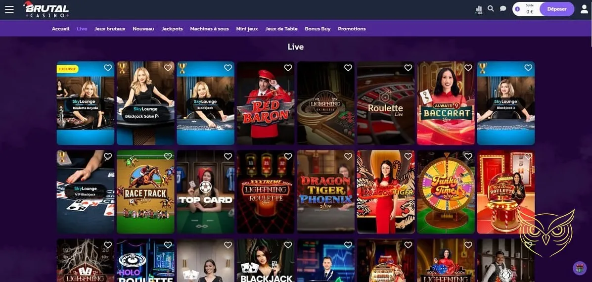 Page du programme Club VIP Brutal Casino