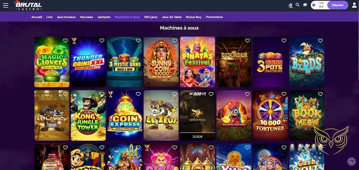 Section promotions et surprises Brutal Casino