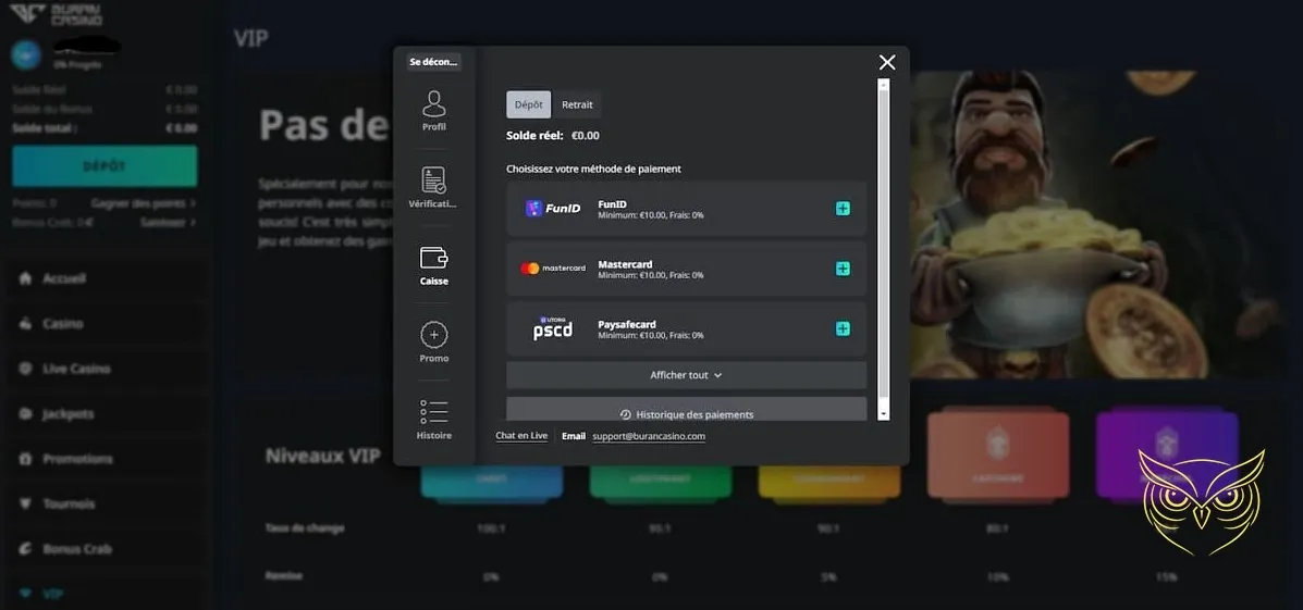 Aperçu des jeux en ligne Buran Casino