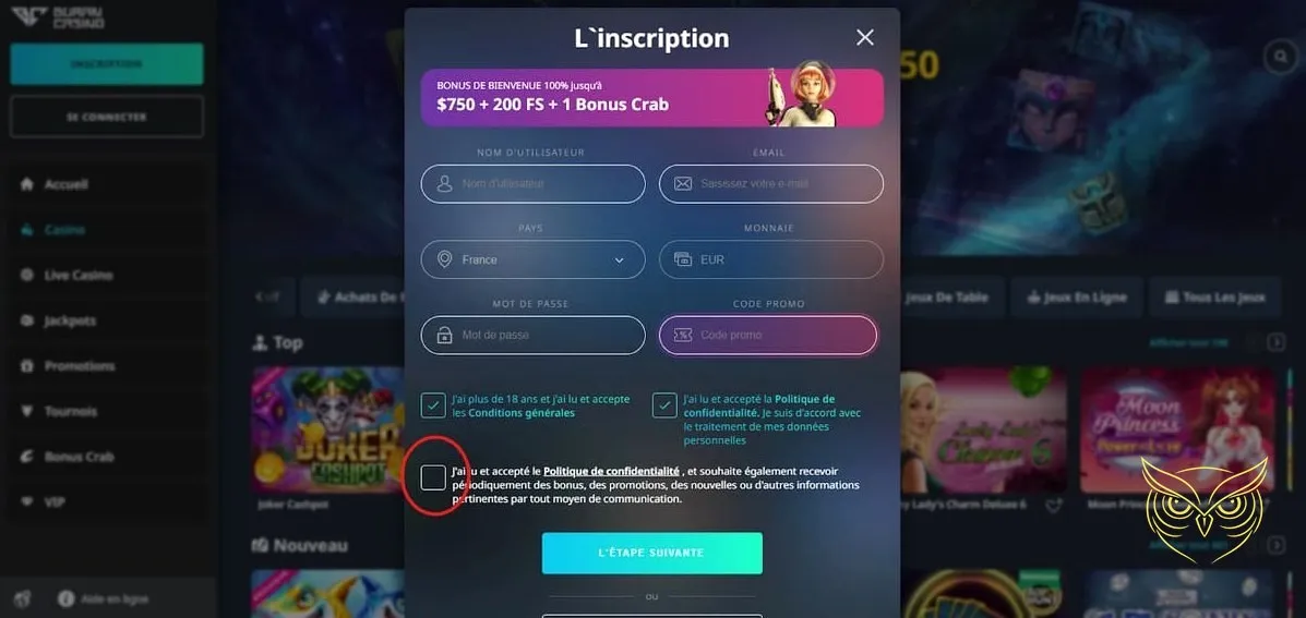 Section des jeux à jackpots Buran Casino