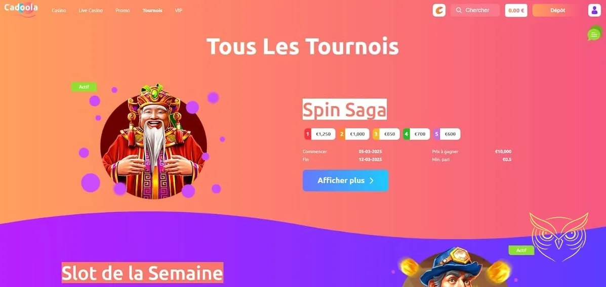 Formulaire d'inscription au casino Cadoola.