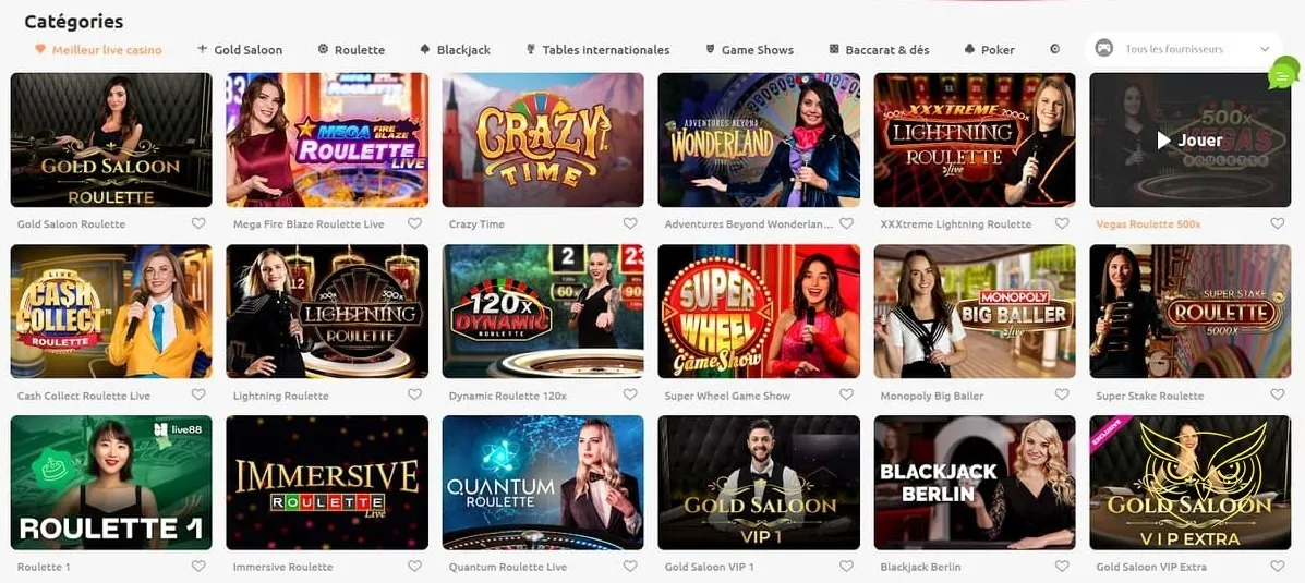Aperçu des jeux en ligne Cadoola Casino