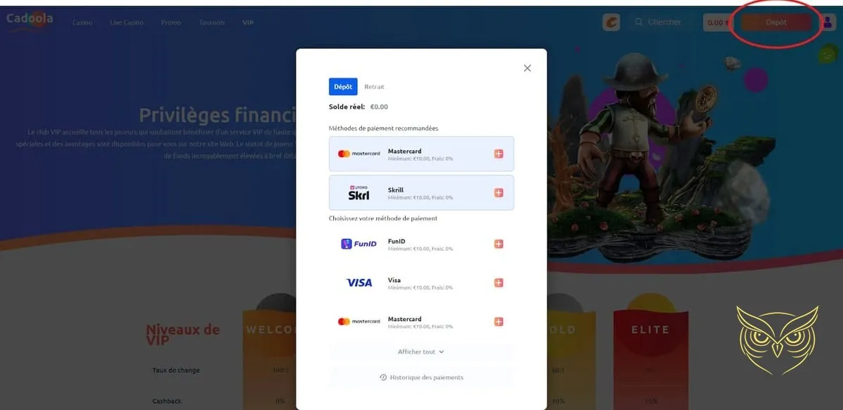 Section casino live Cadoola Casino