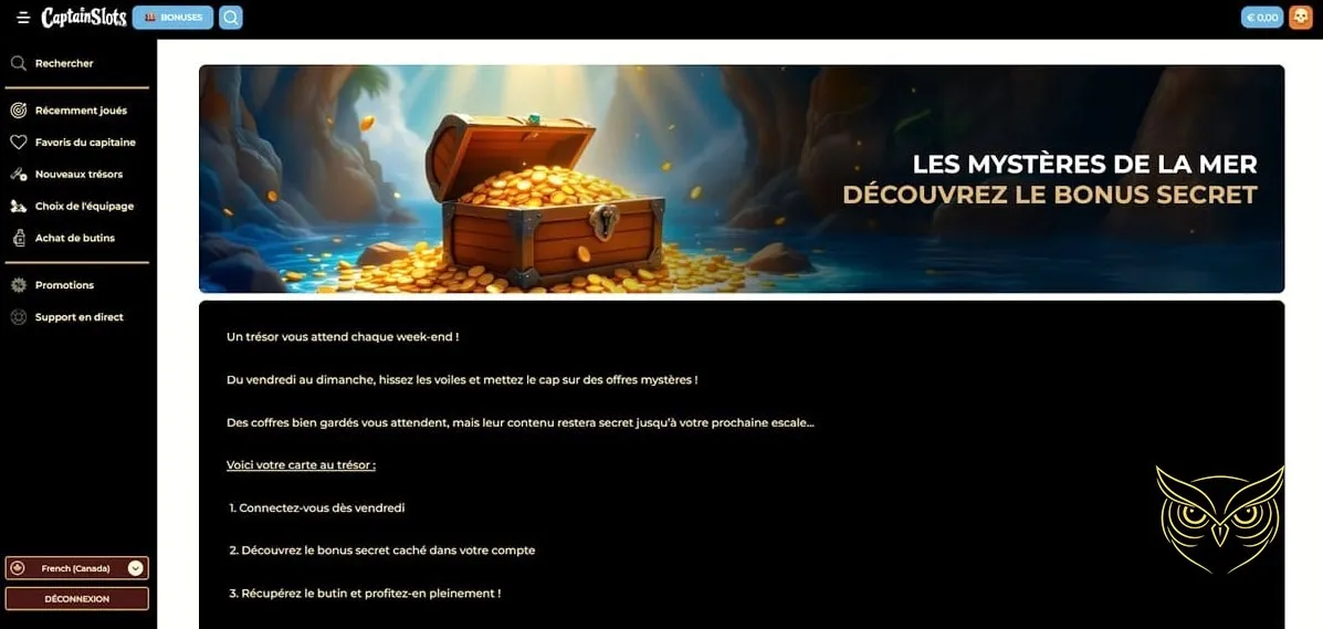 Bouton pour créer un compte Captain Slots Casino.
