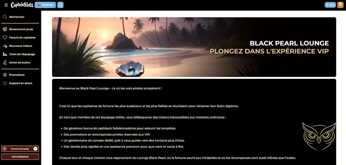 Exemple de jeux de table Captain Slots Casino.