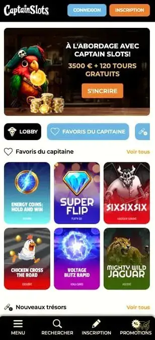 Capture d'écran de l'application Captain Slots Casino.
