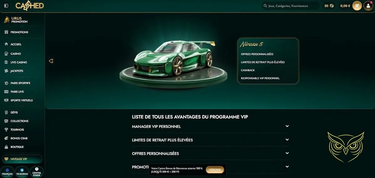 Formulaire d'inscription au Cashed Casino