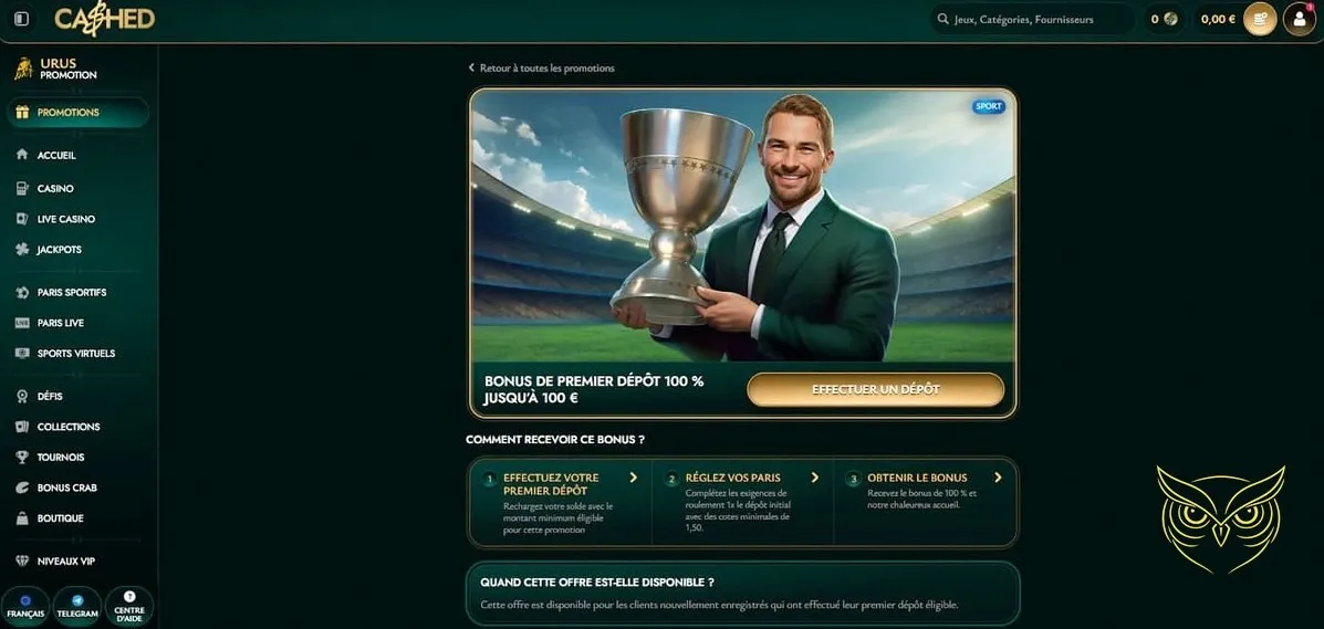 Écran des mini-jeux Cashed Casino.