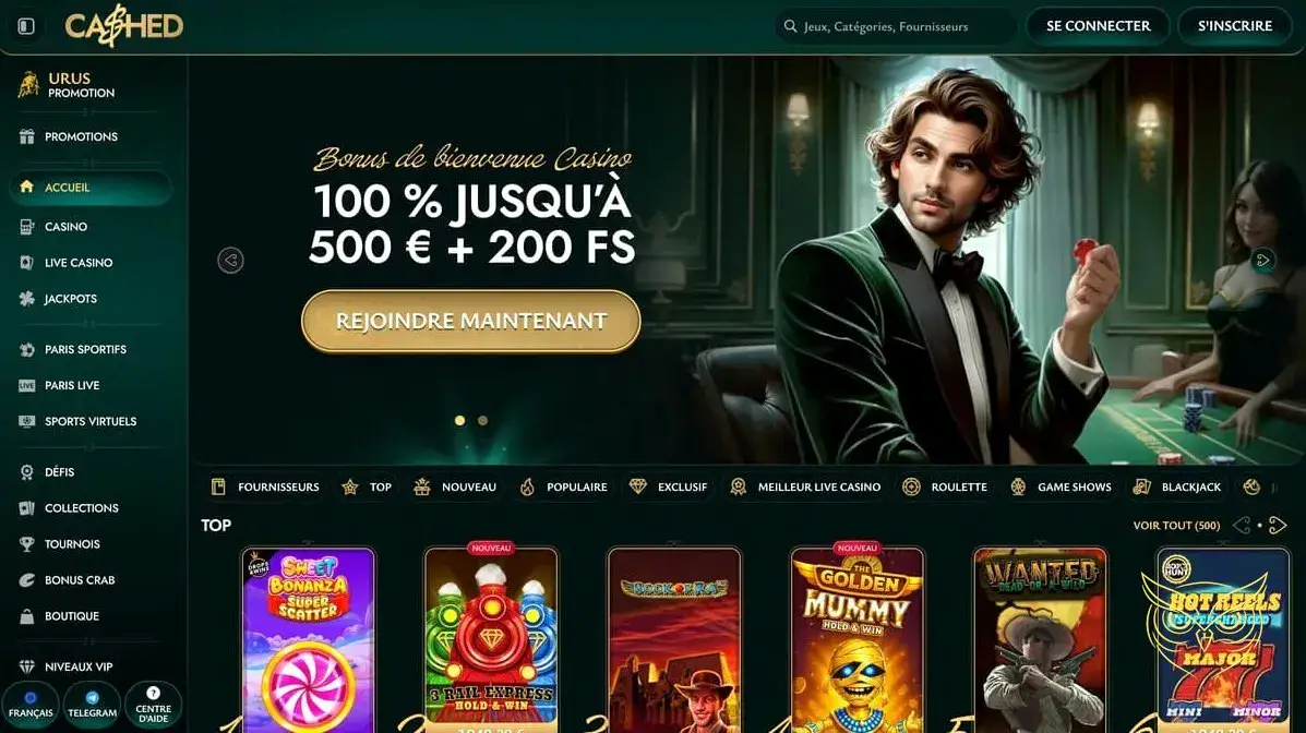Présentation générale du Cashed Casino.