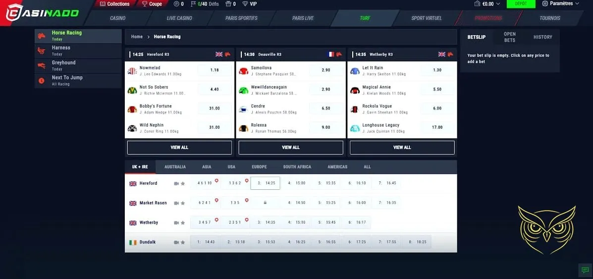 Bouton d'inscription au Casinado Casino