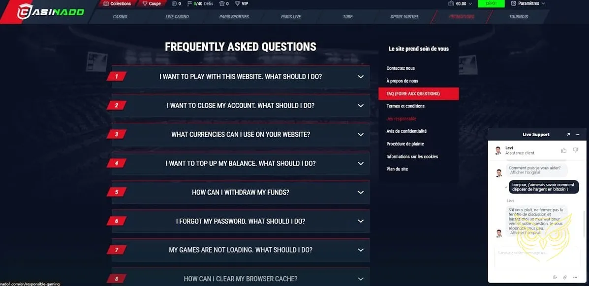 Section des sports virtuels Casinado