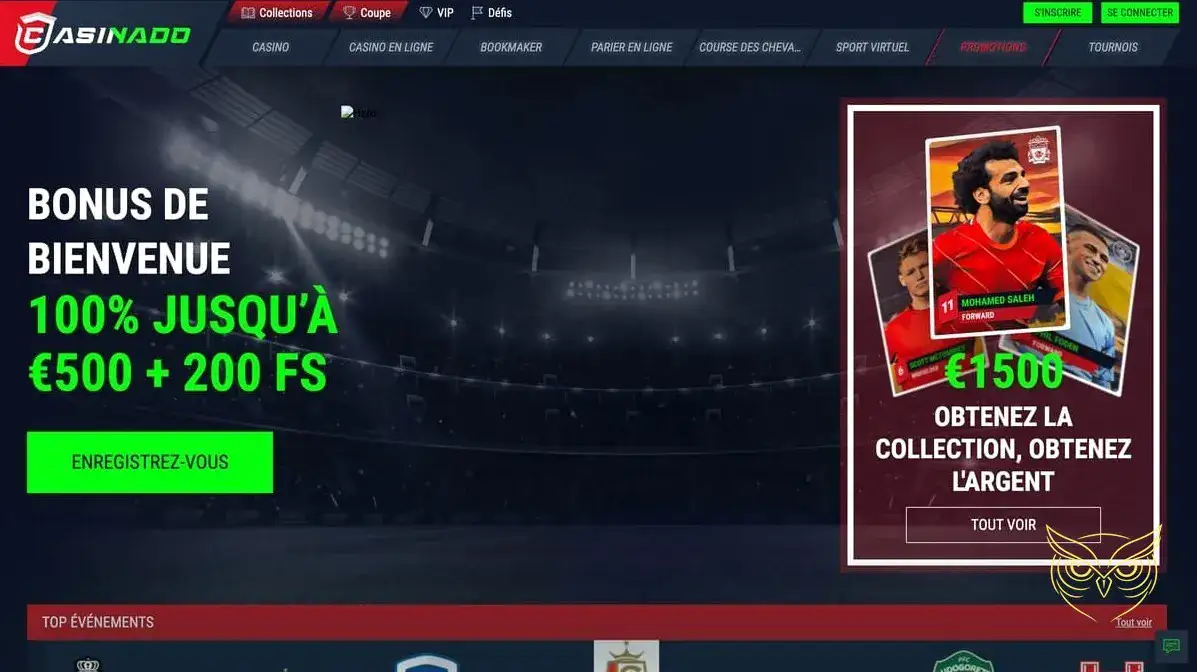 Page d'accueil du Casinado Casino