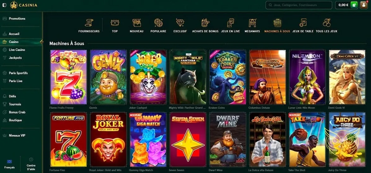 Icône de la boutique du casino Casinia