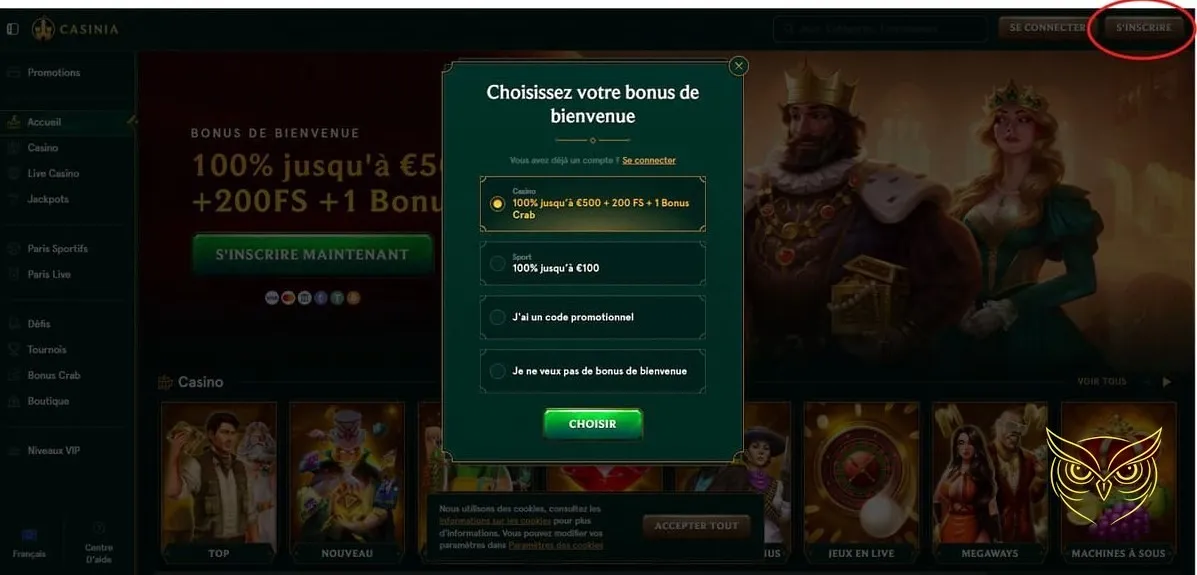 Icône du meilleur casino en direct Casinia