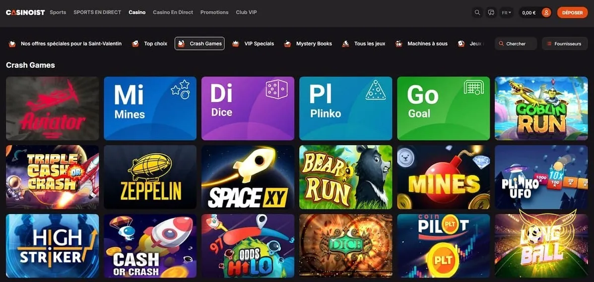Mini-jeux de crash du Casinoist Casino