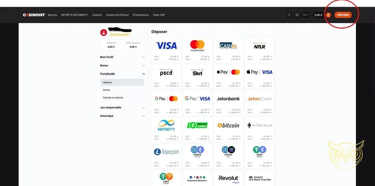 Jeu de casino en direct Casinoist Casino