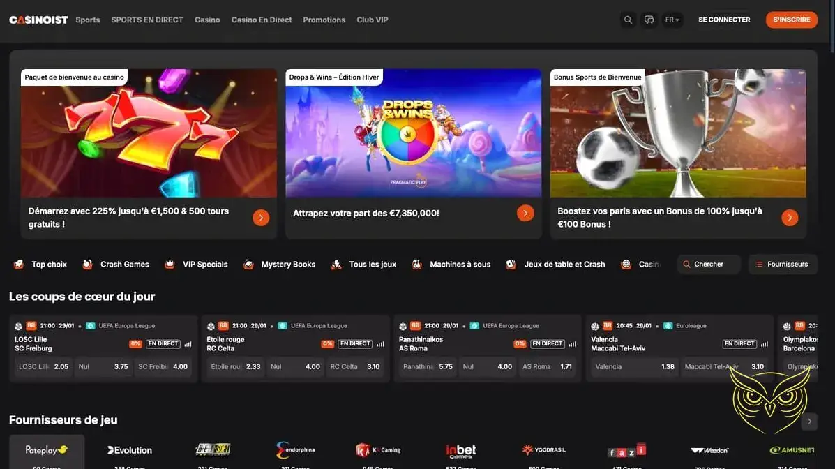 Page d'accueil du Casinoist Casino