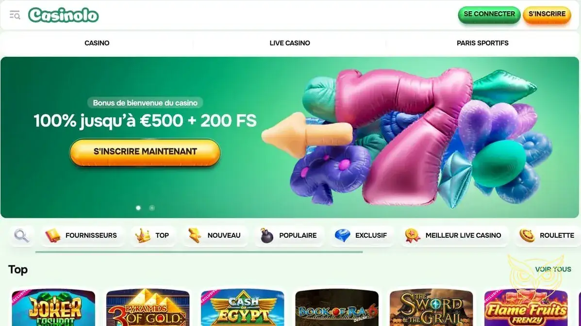 Page d'accueil du Casinolo Casino