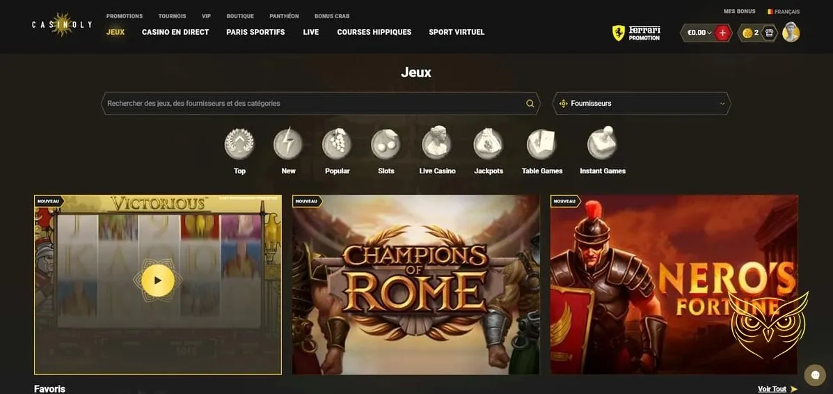 Symbole des tournois de jeux Casinoly