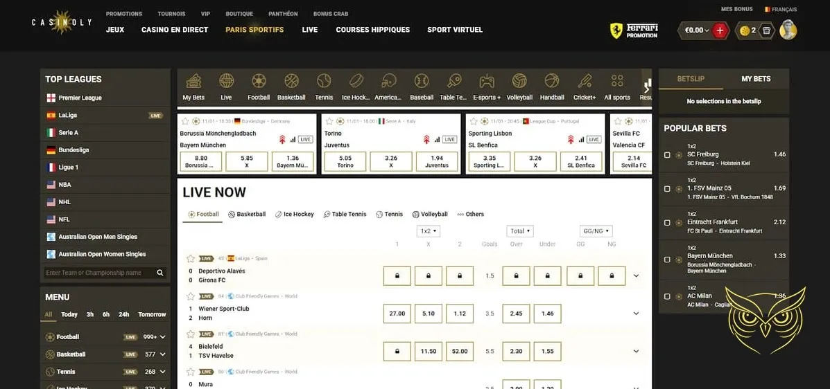 Icône des options de dépôt et retrait Casinoly