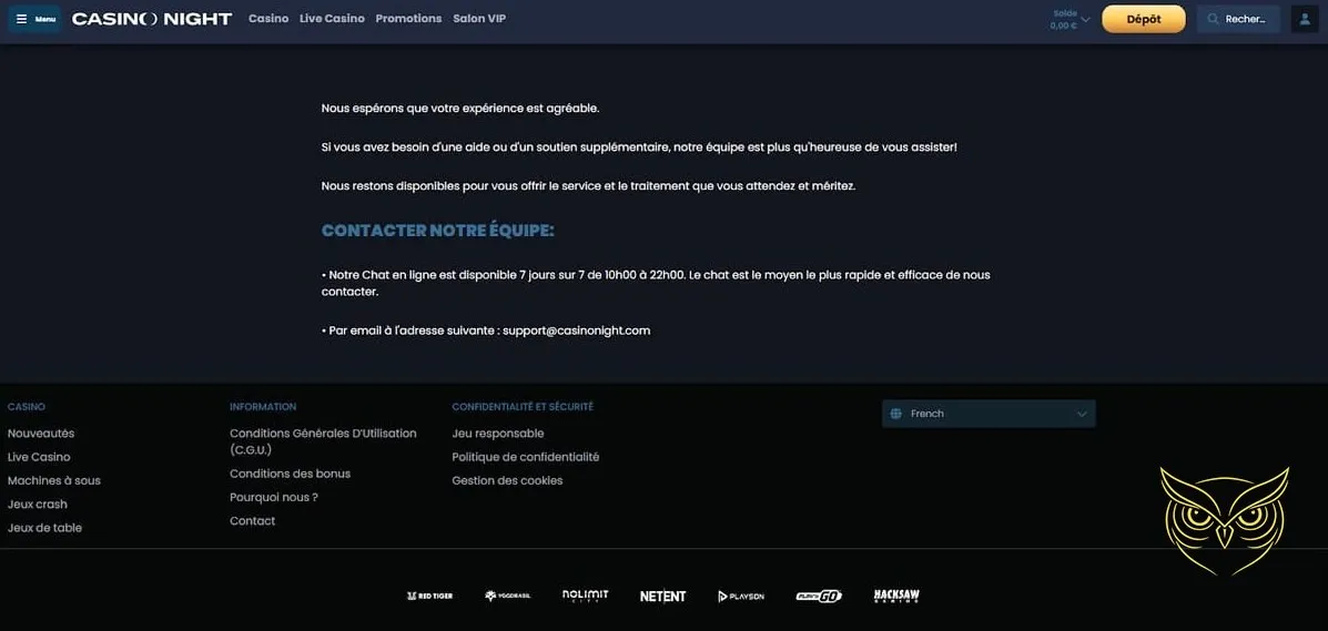 Icône des options de dépôt Casino Night