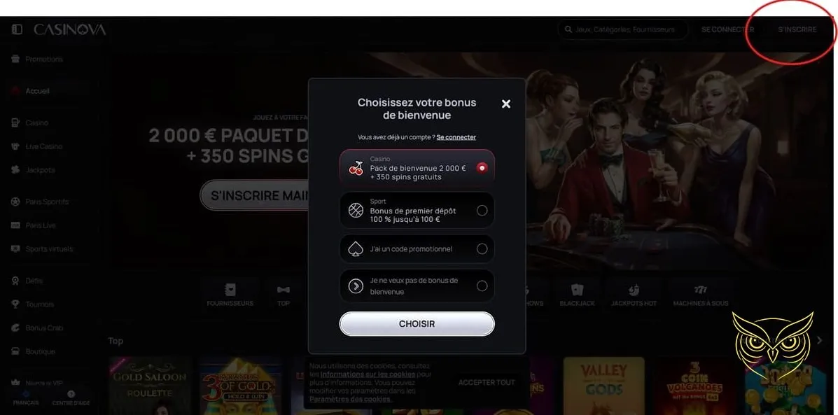 Icône du Bonus Crab Casinova Casino