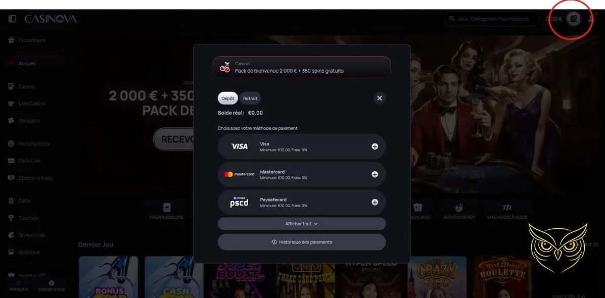 Icône des tournois de Casinova Casino