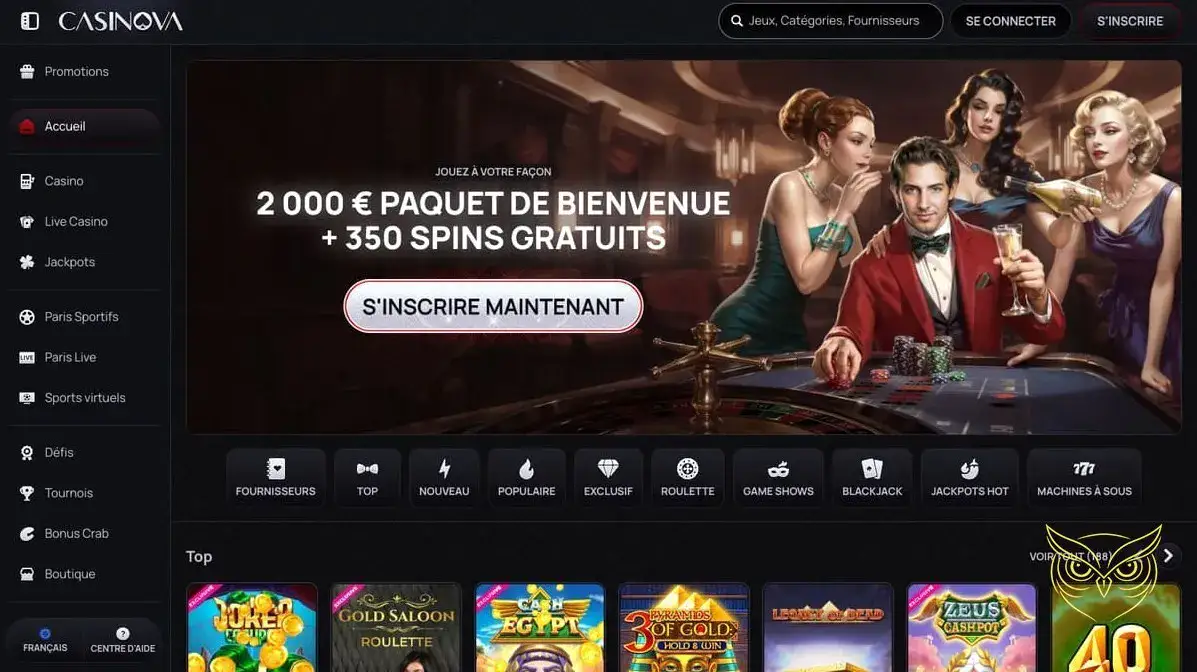 Logo du casino en ligne Casinova