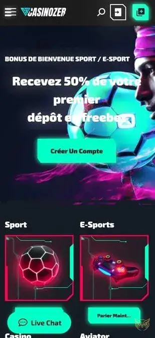 Capture d'écran de Casinozer Casino mobile