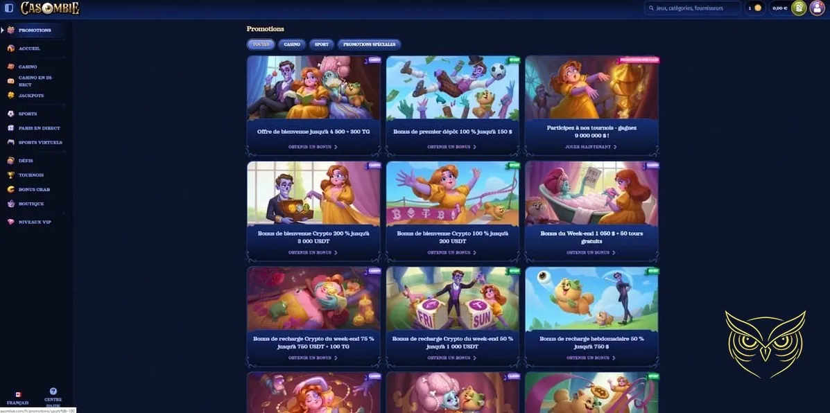 Sélection de machines à sous populaires Casombie Casino.