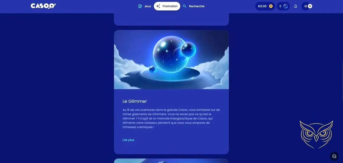 Symbole de la monnaie Glimmer du Casoo Casino.