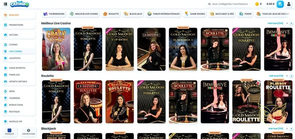 Sélection de machines à sous disponibles chez Cazimbo Casino.