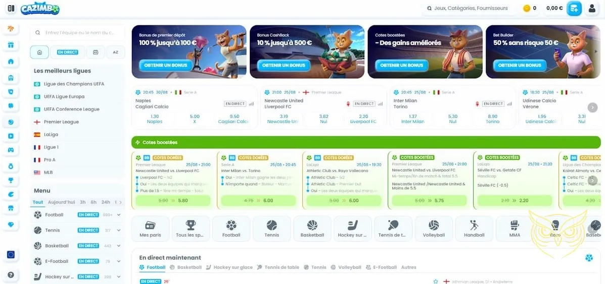 Liste des tournois disponibles sur Cazimbo Casino.
