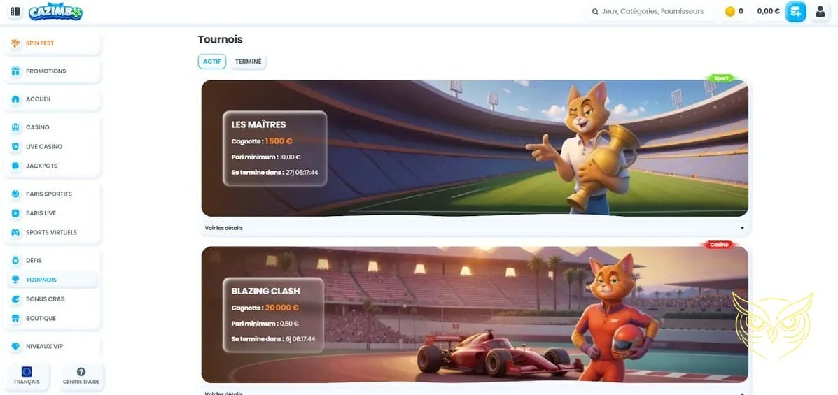 Page du centre d'aide et support Cazimbo Casino.