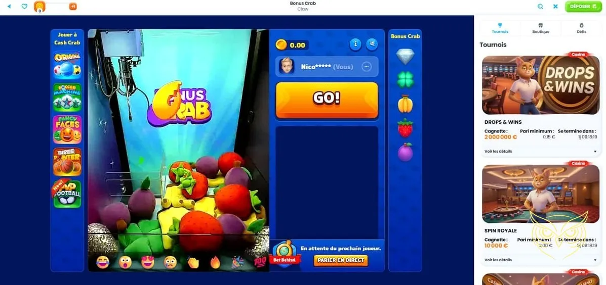 Sélection de jeux en ligne sur la plateforme Cazimbo Casino.