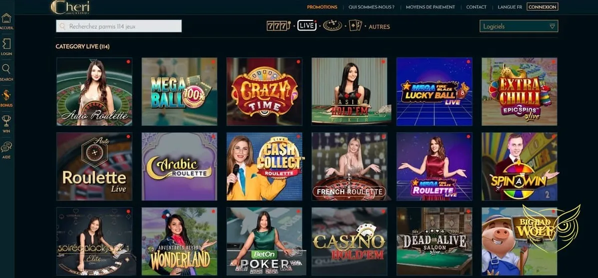 Table de jeu de blackjack Chéri Casino.