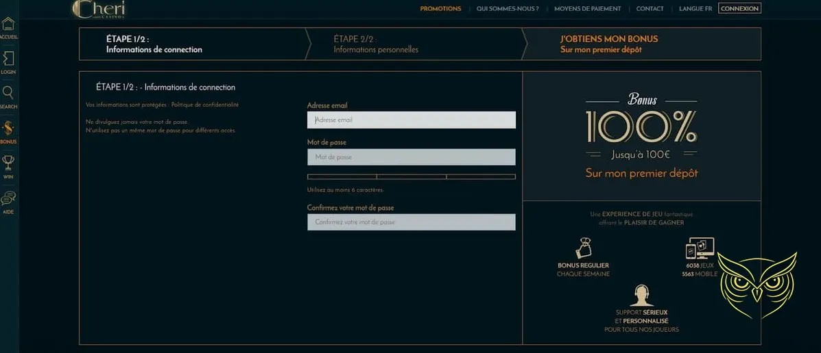 Promotion du bonus de bienvenue Chéri Casino.