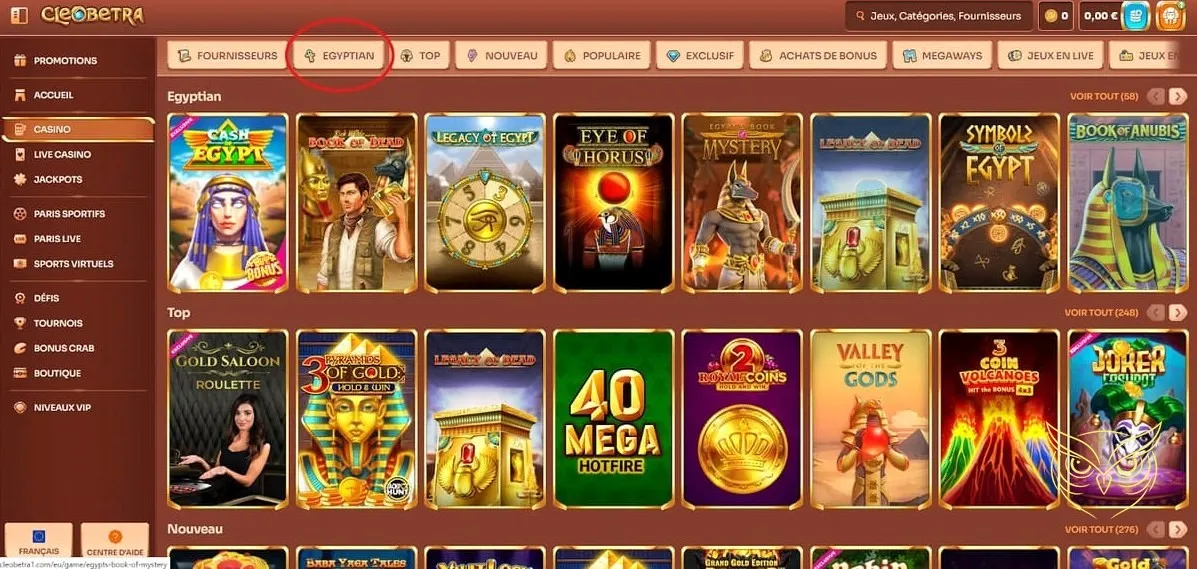 Calendrier des tournois de Cleobetra Casino.