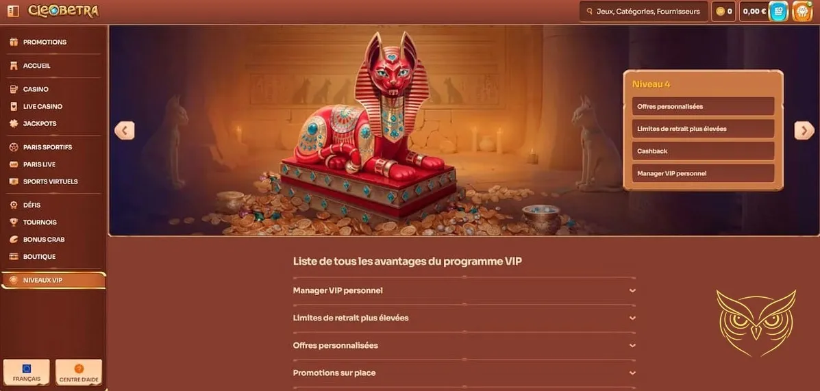 Offres de paris sportifs sur Cleobetra Casino.