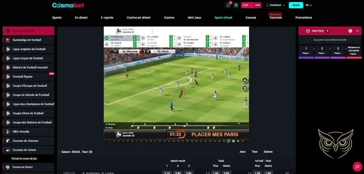 Bouton d'inscription au casino Cosmobet