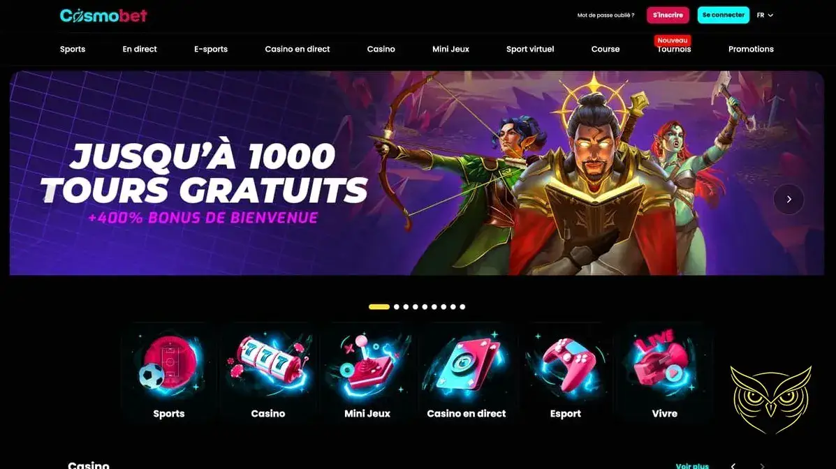Logo officiel du casino en ligne Cosmobet.