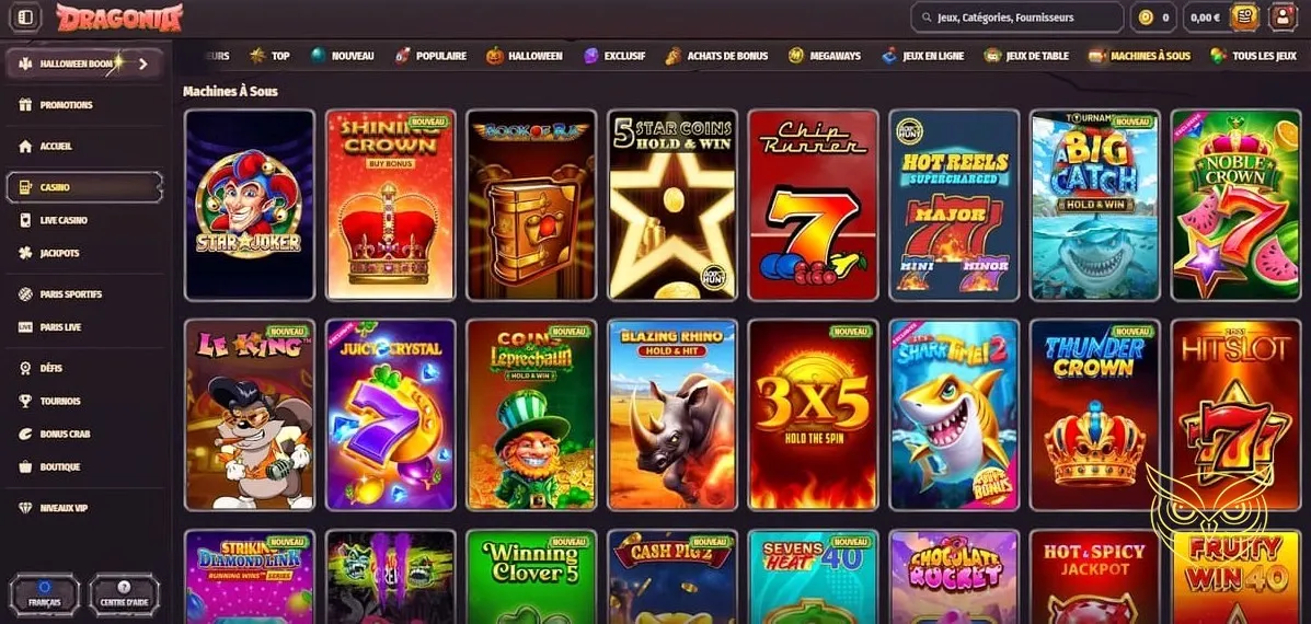 Présentation des défis disponibles Dragonia Casino