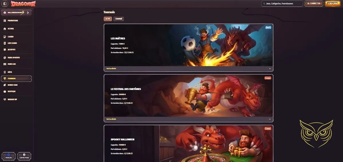 Page d'inscription au Dragonia Casino