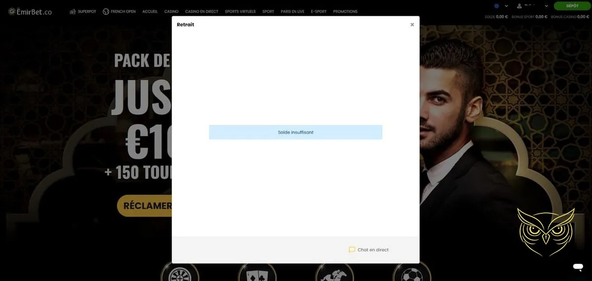 Icône de la section FAQ Emirbet Casino.