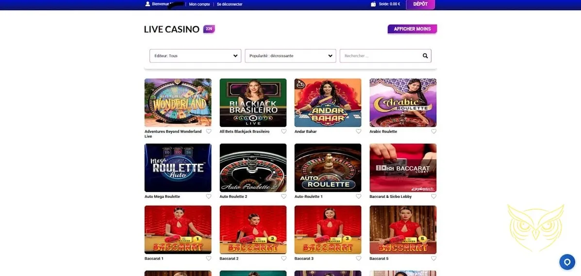 Section jeux d'arcade Europe Fortune Casino