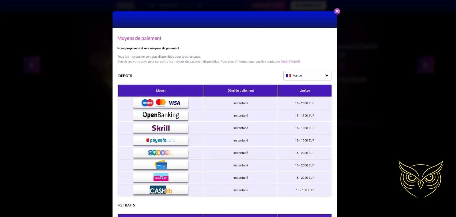 Capture d'écran de la roue bonus Europe Fortune Casino.